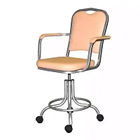 КР02-1  Кресло с пятилучевой колёсной опорой, винтовой регулировкой высоты и регулируемым кольцом для ног, цвет бежевый