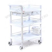 МЕТ ТP-250 Стол манипуляционный трёхполочный с двумя выдвижными ящиками, белый