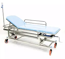 MET INOX Тележка-каталка для перевозки больных с регулировкой высоты  из нержавеющей стали, колеса D=150mm