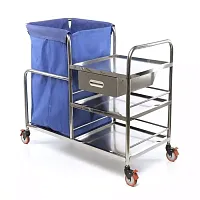 МЕТ ТB-120 Тележка для перевозки белья с выдвижным ящиком, 3 полками и съемным контейнером